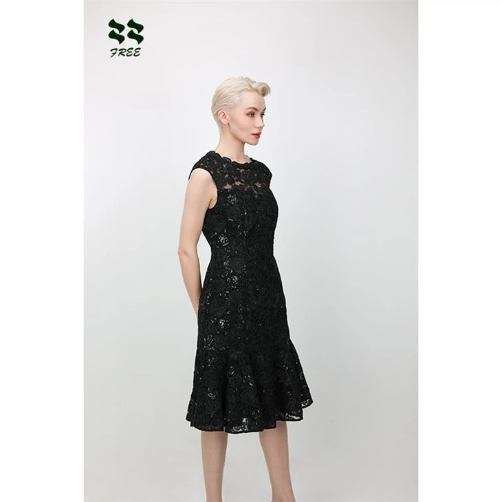 black sequin knee length dress