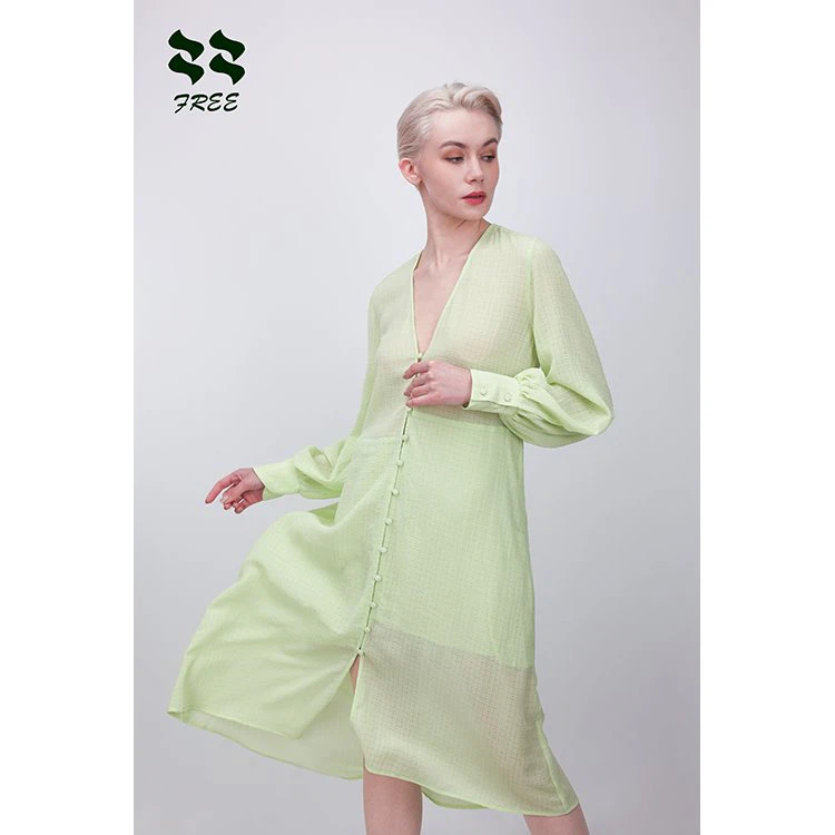 Deep V Neck Casual Dress With